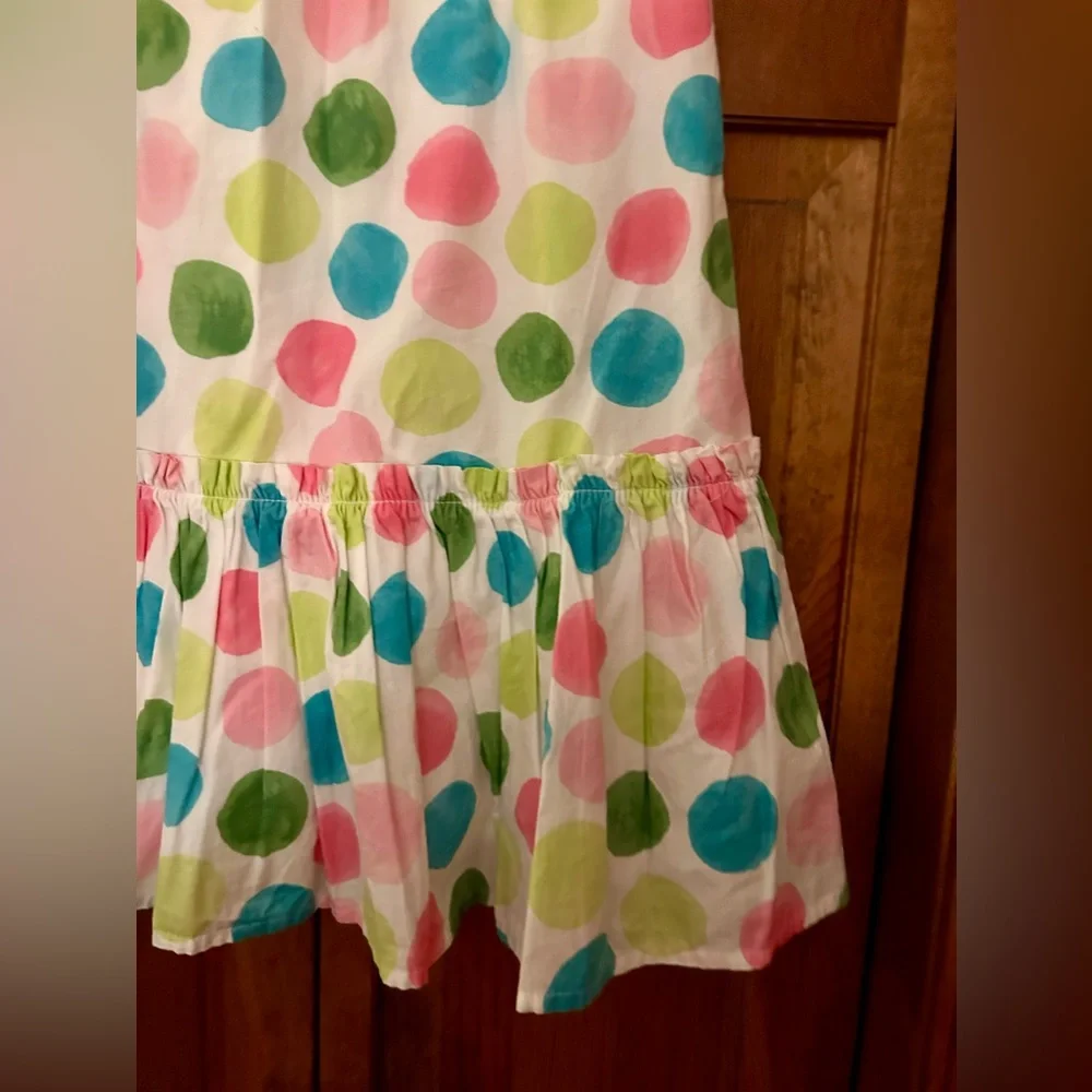 Gymboree Girl’s Cottagecore Sz 12 White Skirt W/ Blue Green Pink Polka Dot Skirt